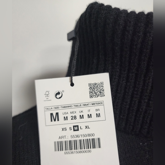 ZARA NWT cuffed knit sweater, black, women's size M - Picture 7 of 12